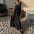 thumbnail image 6 of Miluxas Women's Sleeveless Maxi Dress Pleated Spaghetti Strap Loose Flowy Long Dress Elegant Wedding Guest Dress Beach Vacation Sundress Black, 6 of 6