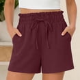 thumbnail image 2 of ClodeEU Women's Drawstring Waist Shorts,Lightweight Casual Loose Fit Summer Shorts with Pockets Wine,Women's Plus XXL, 2 of 8