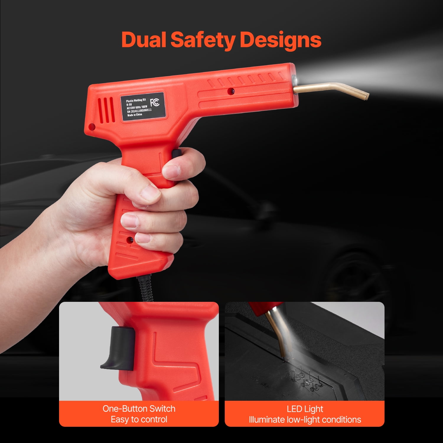 KFFKFF Polymer Fusion Tool, 100W Polymer Fusion Apparatus with 800 Hot Fasteners, Expert Hot Fastener Fusion Apparatus, Polymer Auto Fender Restoration Set with LED Illumination for Canoe, Playthings