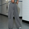 thumbnail image 6 of Sngxgn Plus Size Cargo Lounge Pants for Women Casual Wide Leg Pants with Pockets(Grey,M), 6 of 9