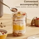 thumbnail image 4 of Vaso de vidrio de 430 ml para avena con cuchara y tapa, hermético, sin BPA, ideal para preparar avena durante la noche, cereales, ensaladas, yogur y desayunos saludables., 4 of 7