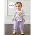 thumbnail image 6 of BemeyourBBs Baby Girl Bear Patch Romper Ruffle Long Sleeve Jumpsuit with Headband, 6 of 9