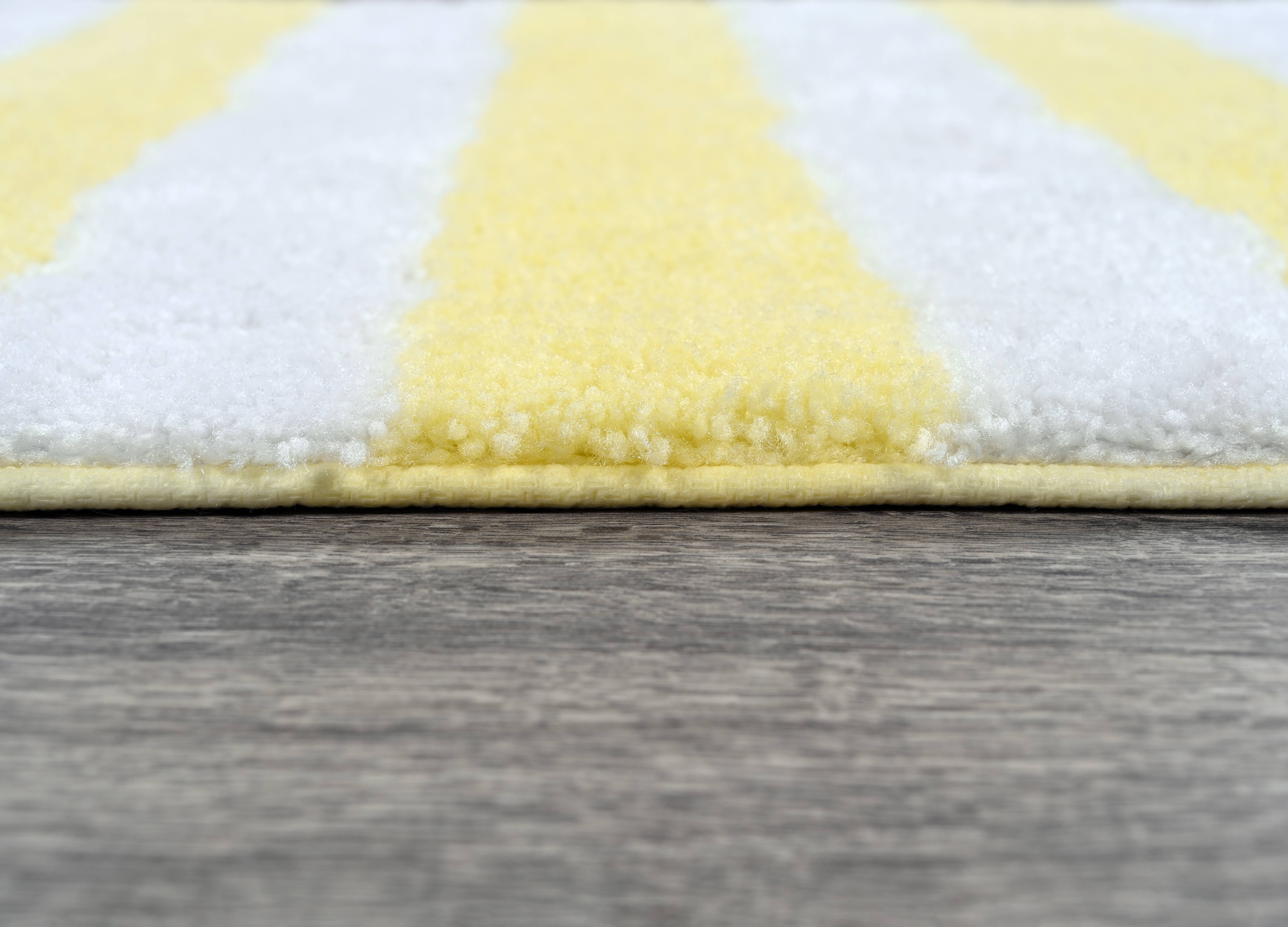 Garland Rug Beach Stripe Washable Rubber Ducky Yellow/White Bathroom Rug, 21" x 34"
