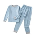 thumbnail image 2 of Ruyang Toddler 2 Piece Outfit Oversized Long Sleeve Crew Neck Top Jogger Pants Kids Striped Sets Fall Winter Home Loungewear, 2 of 5