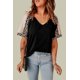 thumbnail image 3 of ABPHQTO Top negro con mangas de leopardo para mujer, 3 of 5
