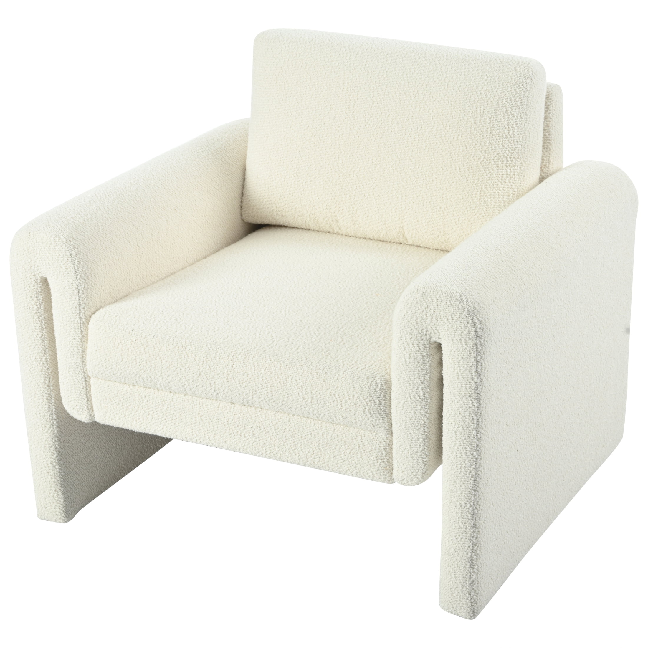 Christopher Knight Home Modern Bouclé Upholstered Accent Chair, Sculptural Armchair, Ivory