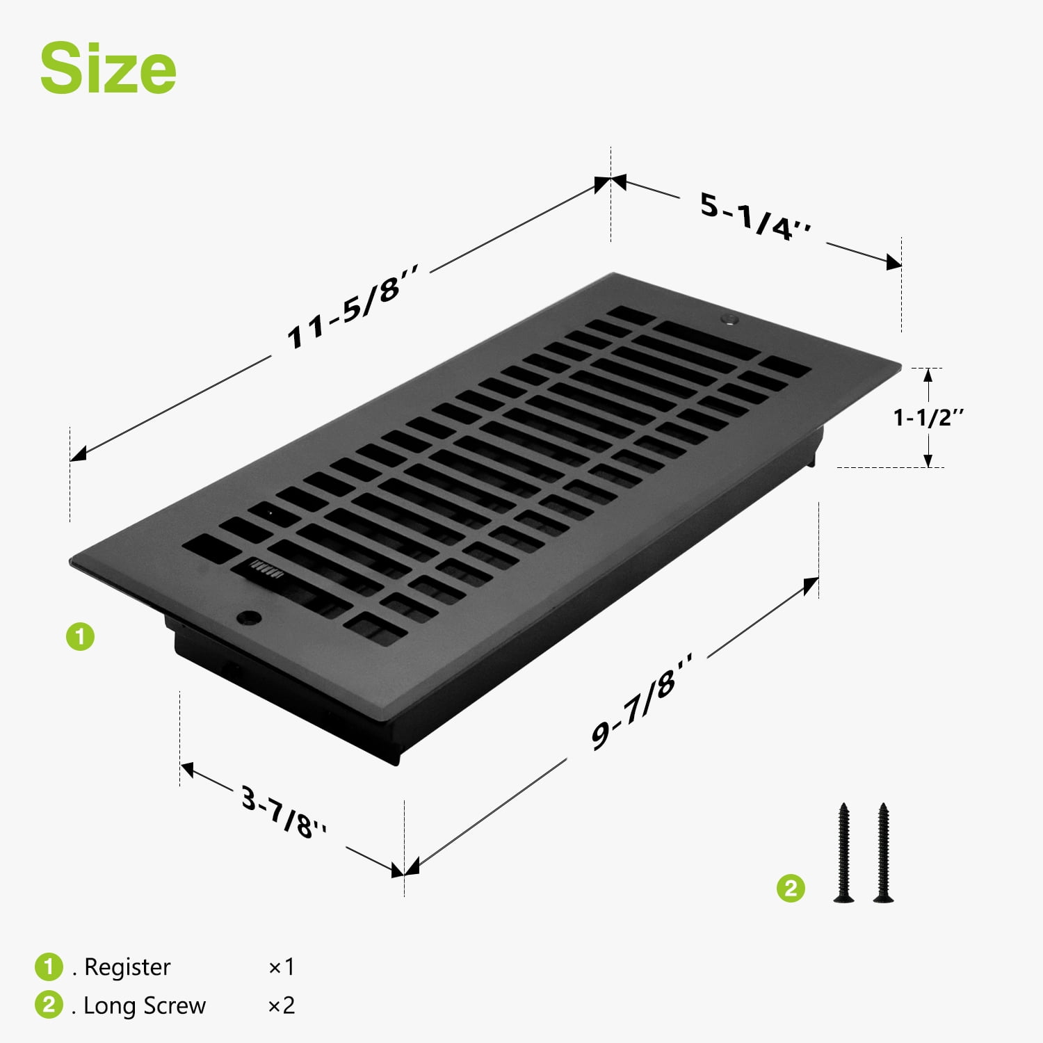 Naiture Stainless Steel Wall Register, Heavy Duty Rust-Resistant Air Vent Cover, Metal Damper or Lever, Contemporary Style Grate Wall Vent, Duct Size 4" X 10", Black Finish