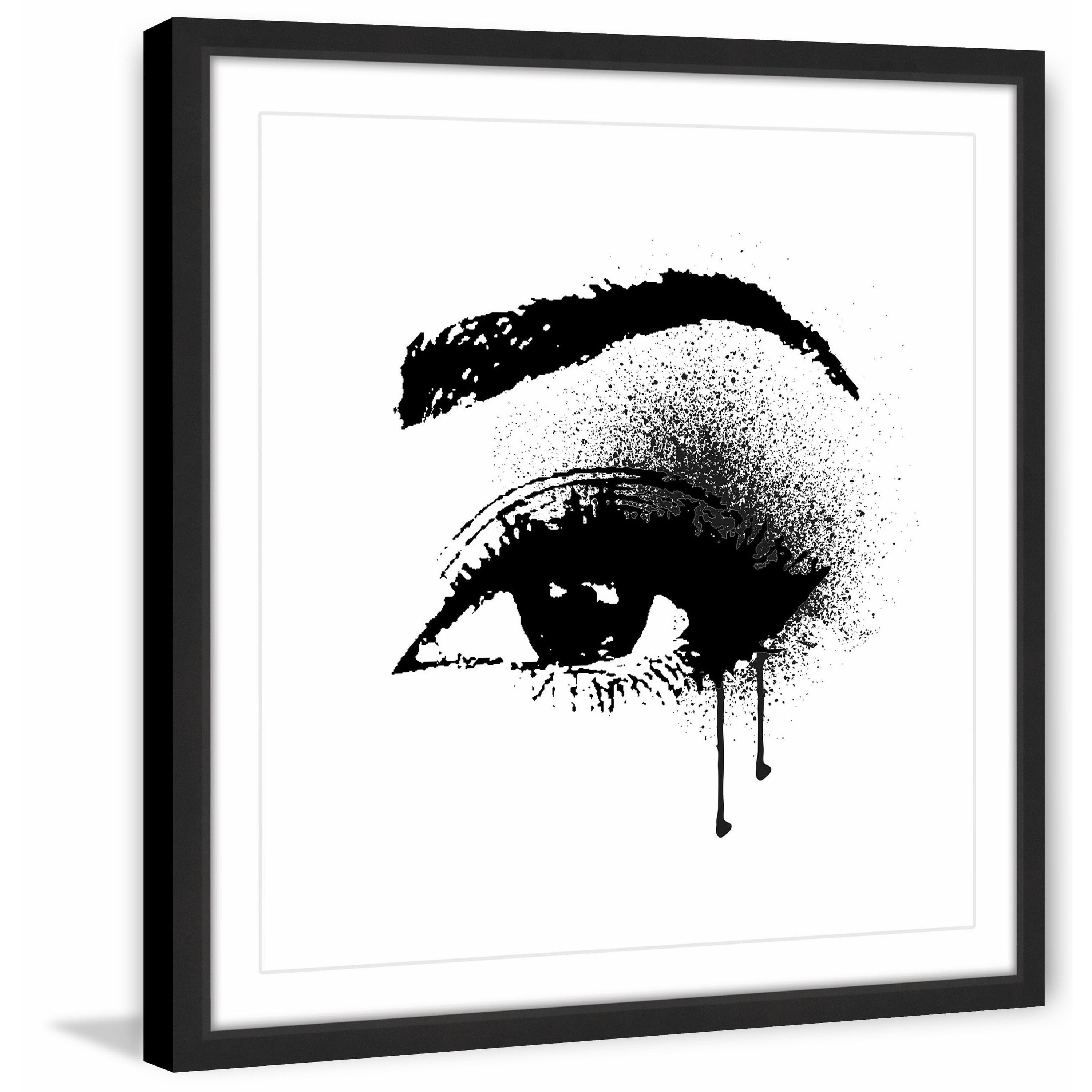 "Black Drip Eye" Framed Painting Print