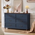 thumbnail image 4 of Joaxswe Modern Farmhouse 54" Wide 6 Drawer Dresser, Rustic Large Closet Storage Dressers Organizer for Hallway, Deep Blue, 4 of 9
