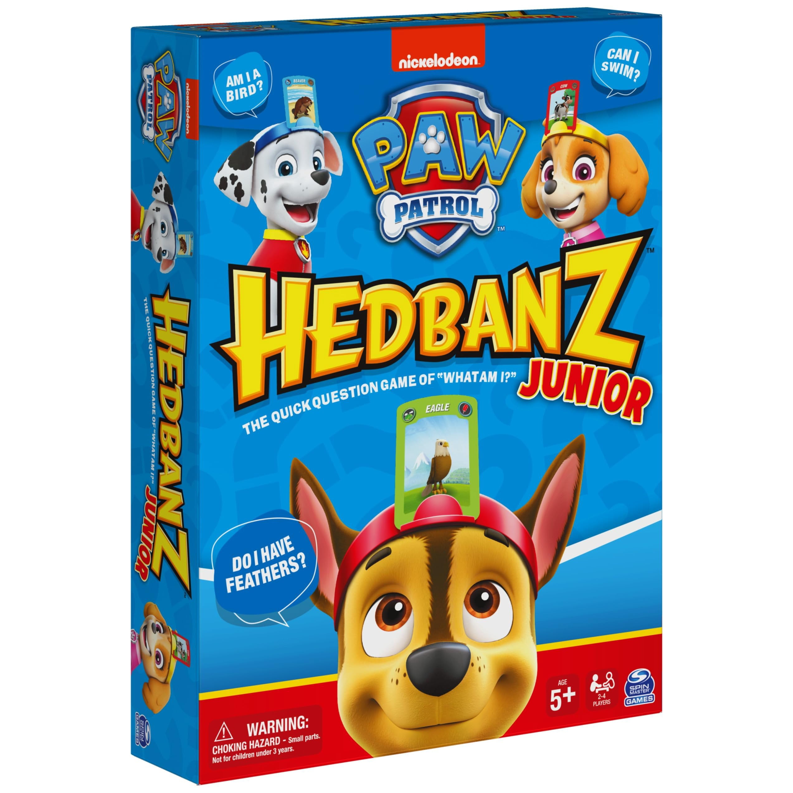 Spin Master Hedbanz Junior PAW Patrol Picture Guessing Board Game for Kids & Family, 2-4 Players, Ages 5+, Animal Cards, Educational Fun
