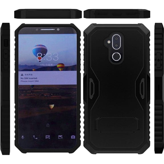 GSA Virtual Kickstand Fused Hybrid Case for Alcatel 7 Folio - Black