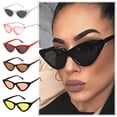 thumbnail image 2 of Cat Eye Sunglasses for Women, Vintage Narrow Plastic Frame Sun Glasses, Retro UV Protection Fashion Shades, Lightweight Eyewear for Travel, Driving, Outdoor, Daily Wear, Coffee, 2 of 8