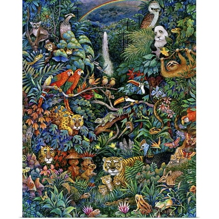 Great BIG Canvas | Rolled Bill Bell Poster Print entitled Rainbow Rainforest