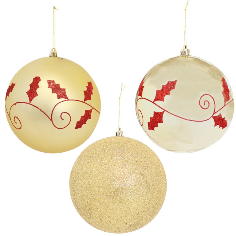 Sunnydaze 6 Shatterproof Sparkle And Shine Christmas Ball Ornament Set -  Red/silver - 3ct : Target