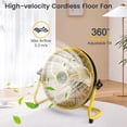 thumbnail image 5 of Fanspex Ventilador de piso solar recargable de 12" y 14" para exteriores, ventilador con batería de 15600 mAh con panel solar de 20 W alimentado para patio, cenador, camping, inclinación de 360° (fluj, 5 of 5