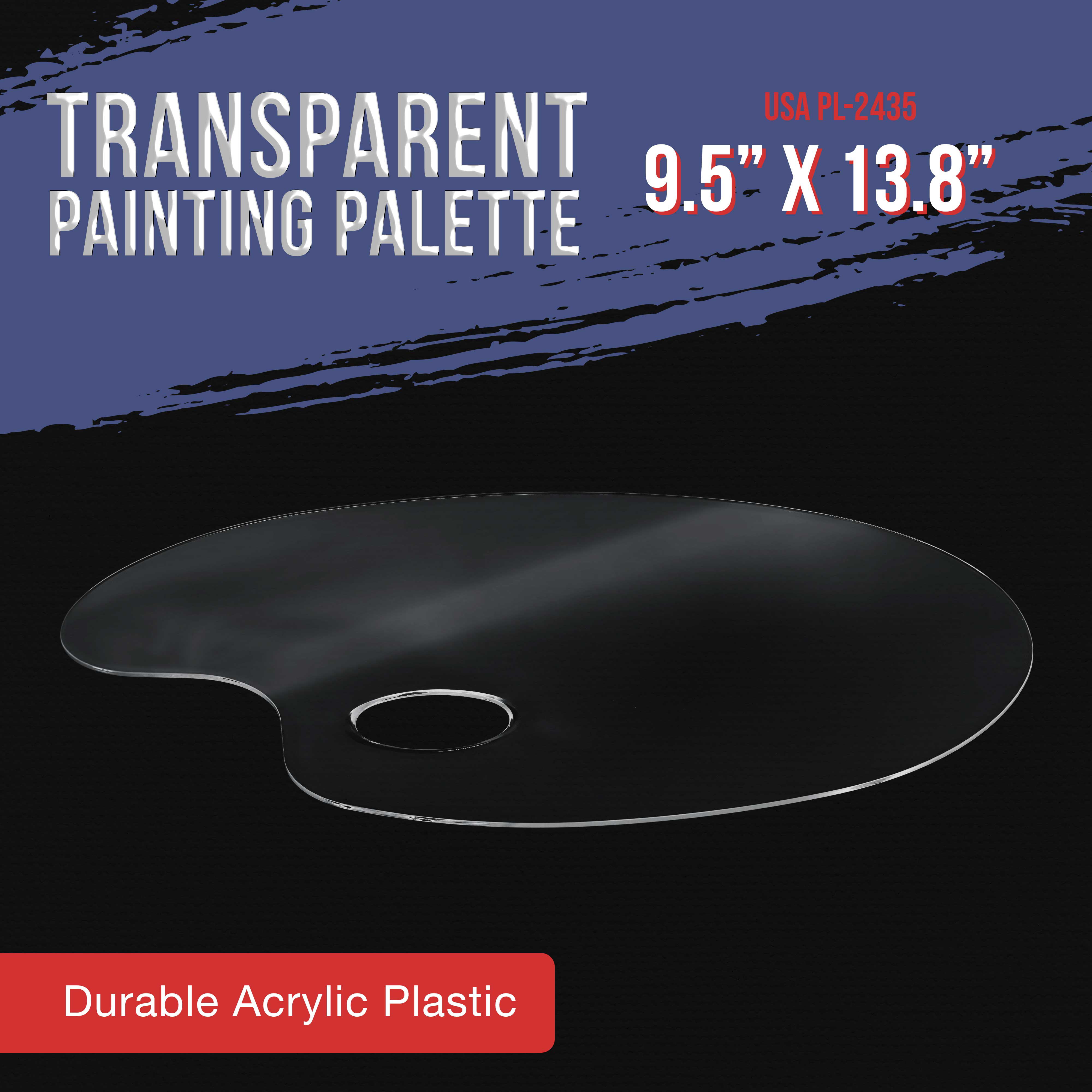 Wholesale 11.8*7.9 inches clear acrylic art painting palette tray oval  acrylic oil paint mixing pallet custom From m.