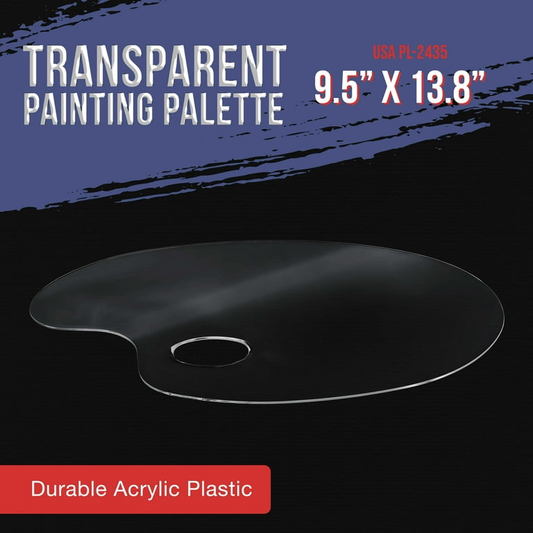 2 Pieces Clear Acrylic Paint Palette Mixing Oval Shaped Non-stick Oil Paint  Palette Thumb Hole Artist Painting Palettes
