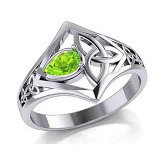GaelSong 925 Sterling Silver Trinity Knot Ring with Peridot Jewelry for Women Daughter's Birthday Present