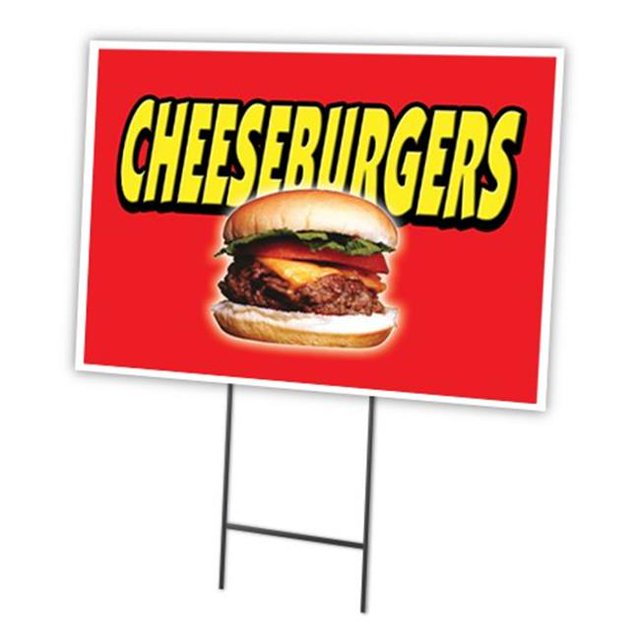 SignMission Cheeseburgers C-1824-DS- 18 x 24 Po Cheeseburgers Yard Sign & Stake