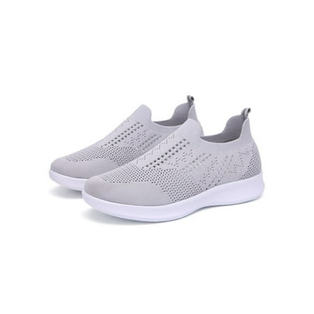 

Ritualay Mens Casual Shoe Slip On Sneakers Comfort Flats Lightweight Soft Sock Sneaker Running Fitness Hollow Out Walking Shoes Light Gray 5(W)