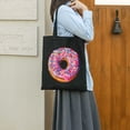thumbnail image 5 of COMIO 2 Pcs Canvas Tote Bags Cute Aesthetic Tote Bags with Zipper Donut Doughnut Initial Canvas Tote Bag for Women Black, 5 of 8