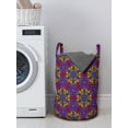 thumbnail image 3 of Tribal Laundry Bag, Vintage Inspirations Colorful Circles and Stars Composition Retro Design, Hamper Basket with Handles Drawstring Closure for Laundromats, 13" x 19", Multicolor, by Ambesonne, 3 of 4