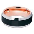 thumbnail image 2 of Tungsten Wedding Band Rose Gold Tungsten Ring Men & Women Beveled Tungsten Brushed Black 8mm Comfort Fit, 2 of 3