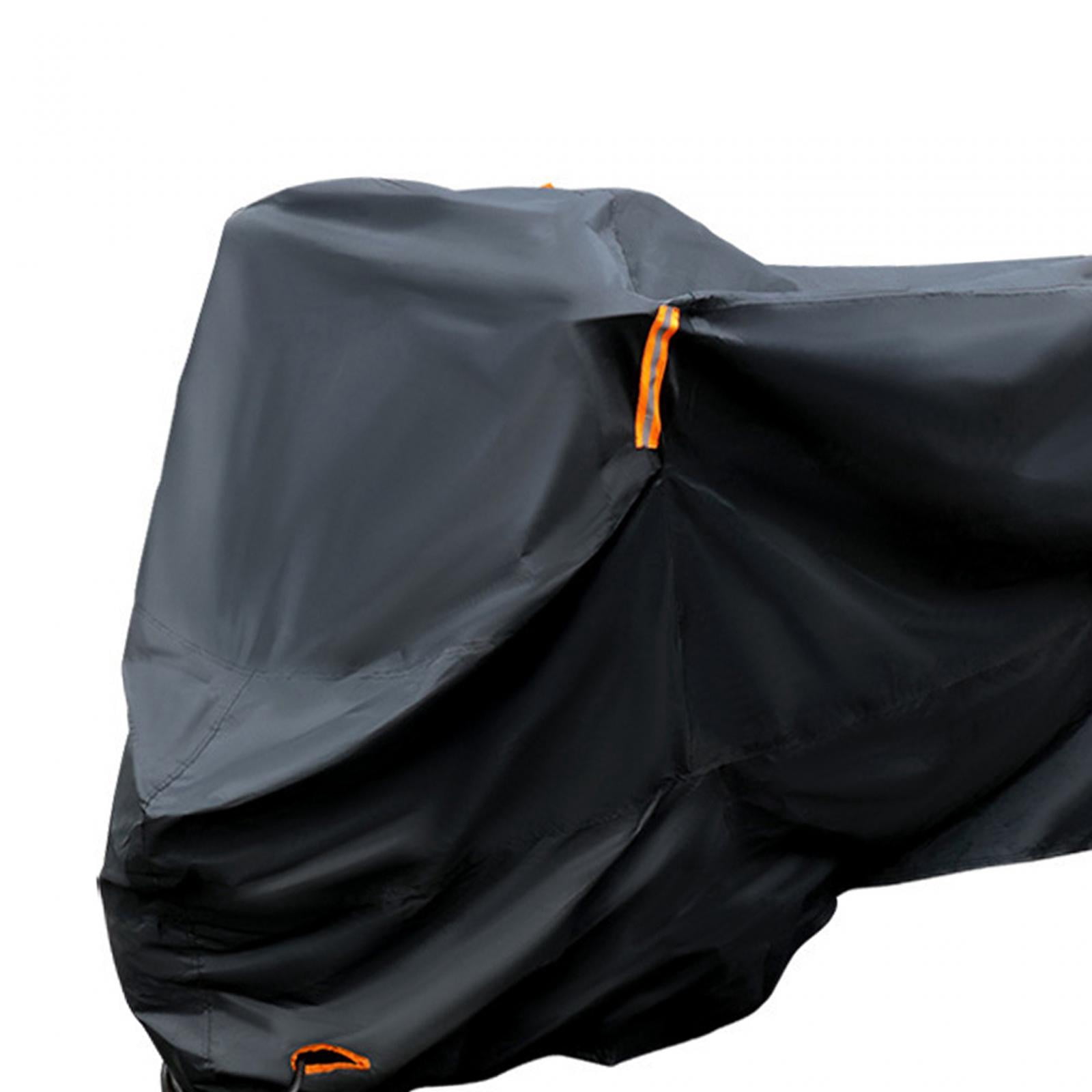 funtasica Motorcycle Cover, Motorcycle Cover, Outdoor Sun Protection, with Lock Holes, with Reflective Stripes, Wear-resistant, Windproof, Rain Protection Black XXL