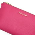 thumbnail image 4 of Michael Kors Women's Jet Set Travel Large Top Zip Pebbled Leather Wristlet Pouch (Electric Pink), 4 of 5