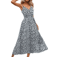 thumbnail image 2 of Robe Midi Bohème d'Été pour Femme Décontractée à Fleurs à Bretelles Spaghetti à Lacets Robe Fluide Évasée de Plage Robe d'Été Blanche P, 2 of 10