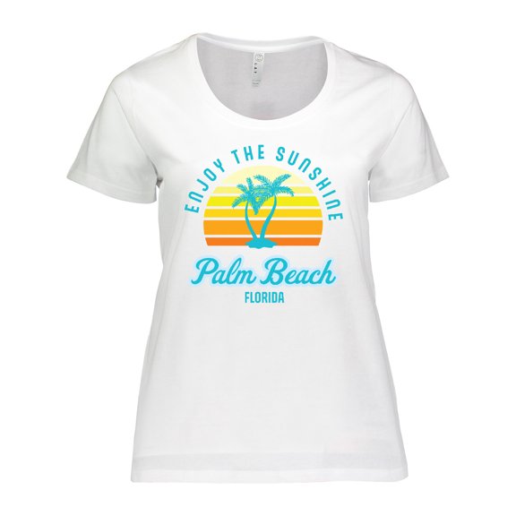 Inktastic Summer Enjoy the Sunshine Palm Beach Florida in Blue Women's Plus Size T-Shirt