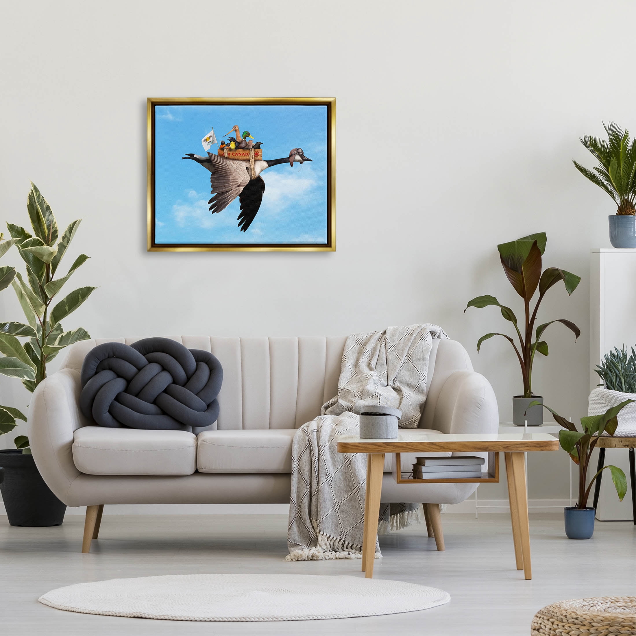 Pilot Goose Flying Ducks Sky Animals & Insects Graphic Art Metallic Gold Framed Art Print Wall Art