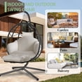 thumbnail image 5 of Hanging Egg Chair with Stand and Leg Rest Outdoor Indoor Swing Rattan Wicker with UV Resistant Cushions Gift for Kid Mom Girlfriend use for Bedroom Patio Balcony Nest Chair, 5 of 6