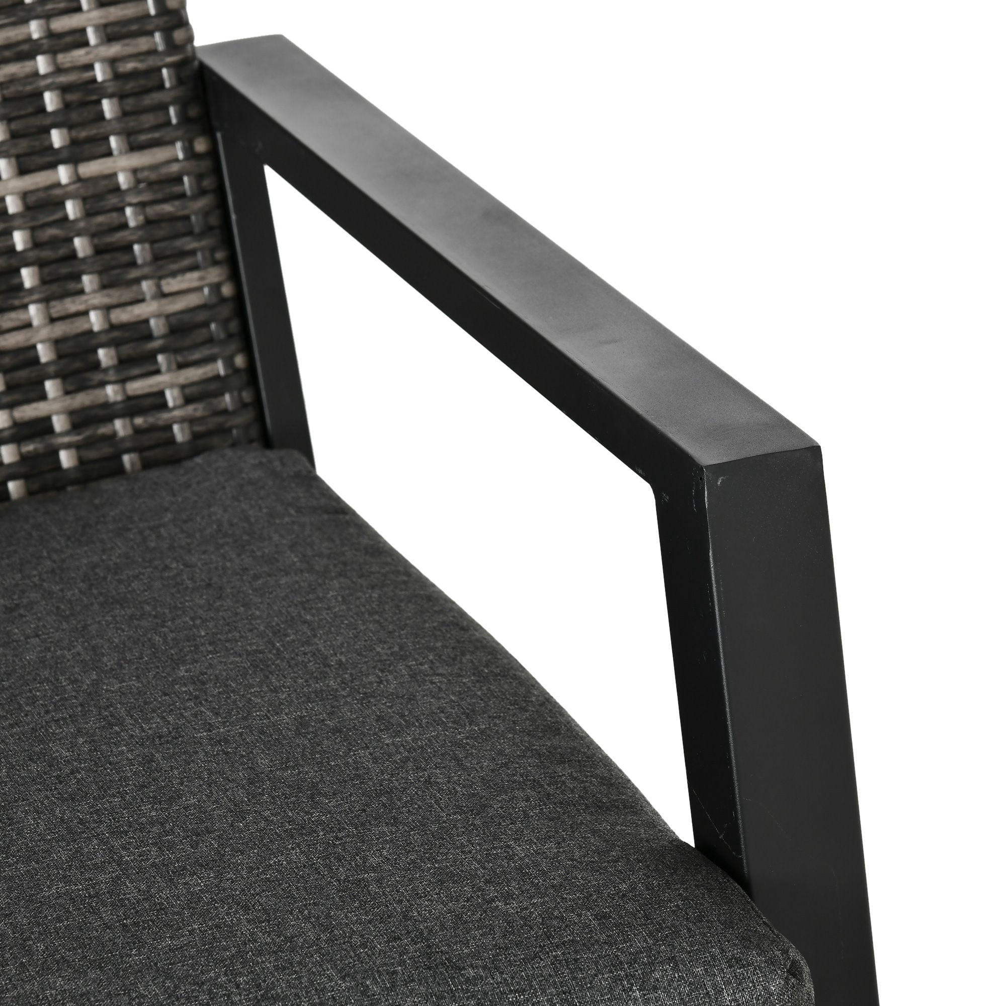 4-Piece Patio Sofa Set Outdoor Wicker Patio Conversation Sets with Removable Cushion and Coffee Table for Balcony, Backyard Black and Grey
