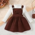 thumbnail image 2 of Caqnni 4-5 Years Toddler Baby Girls Cotton Outfit Shirt and Pant 2 Pieces Kids Casual Clothes Long Sleeve Fall Winter Sets Dailywear & Loungewear Outfits Set A264-Brown, 2 of 9
