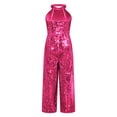thumbnail image 2 of Alvivi Little Girls Shiny Sequins Halter Neck Jumpsuit Pageant Romper Summer Party Prom Formal Suit Hot Pink 8, 2 of 5