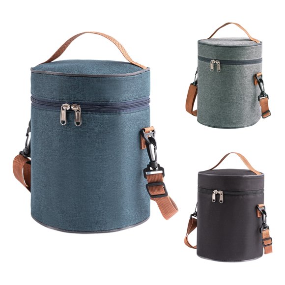 Bolsa de almuerzo reutilizable Unique Bargains, bolsa de almuerzo aislada, bolsa cilíndrica para alimentos, estuche para trabajo de oficina, color azul marino