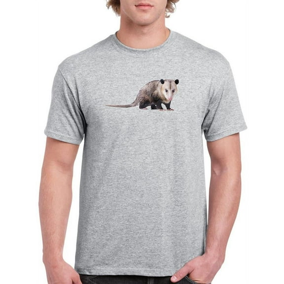 Smartprints Mens Graphic Tee - A Standing Opossum - Regular Fit 100% Cotton