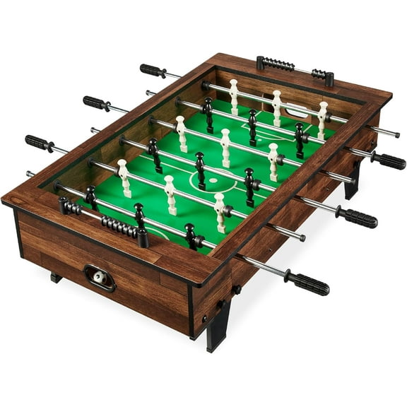 YSNW 40in Tabletop Foosball Table, Compact Mini Arcade Table Hand Soccer for Kids and Adults, Home, Game Room w/ 2 Balls（Dark Wood 40"）