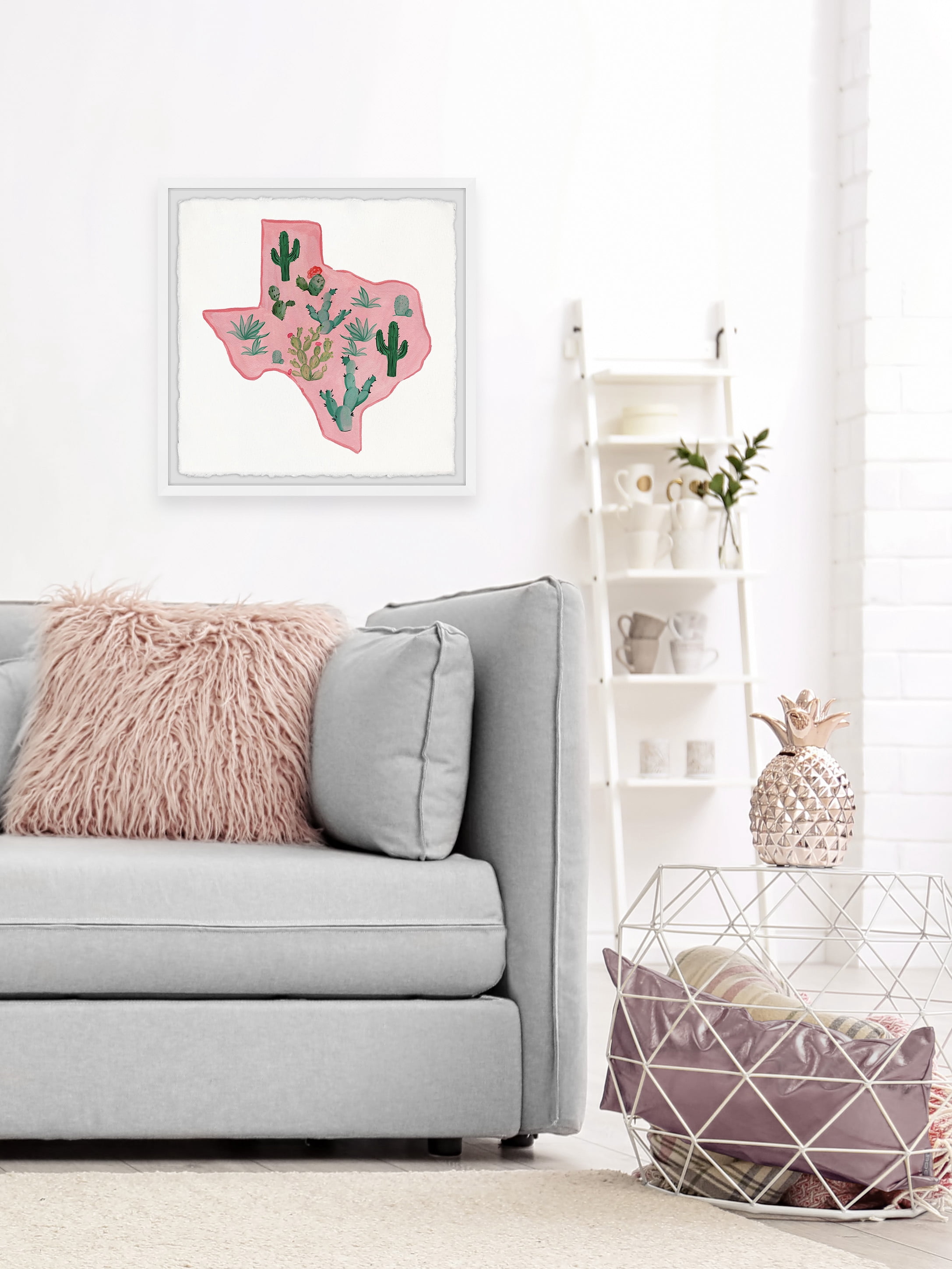 Marmont Hill Pink Texas Framed Wall Art, 32" x 32"