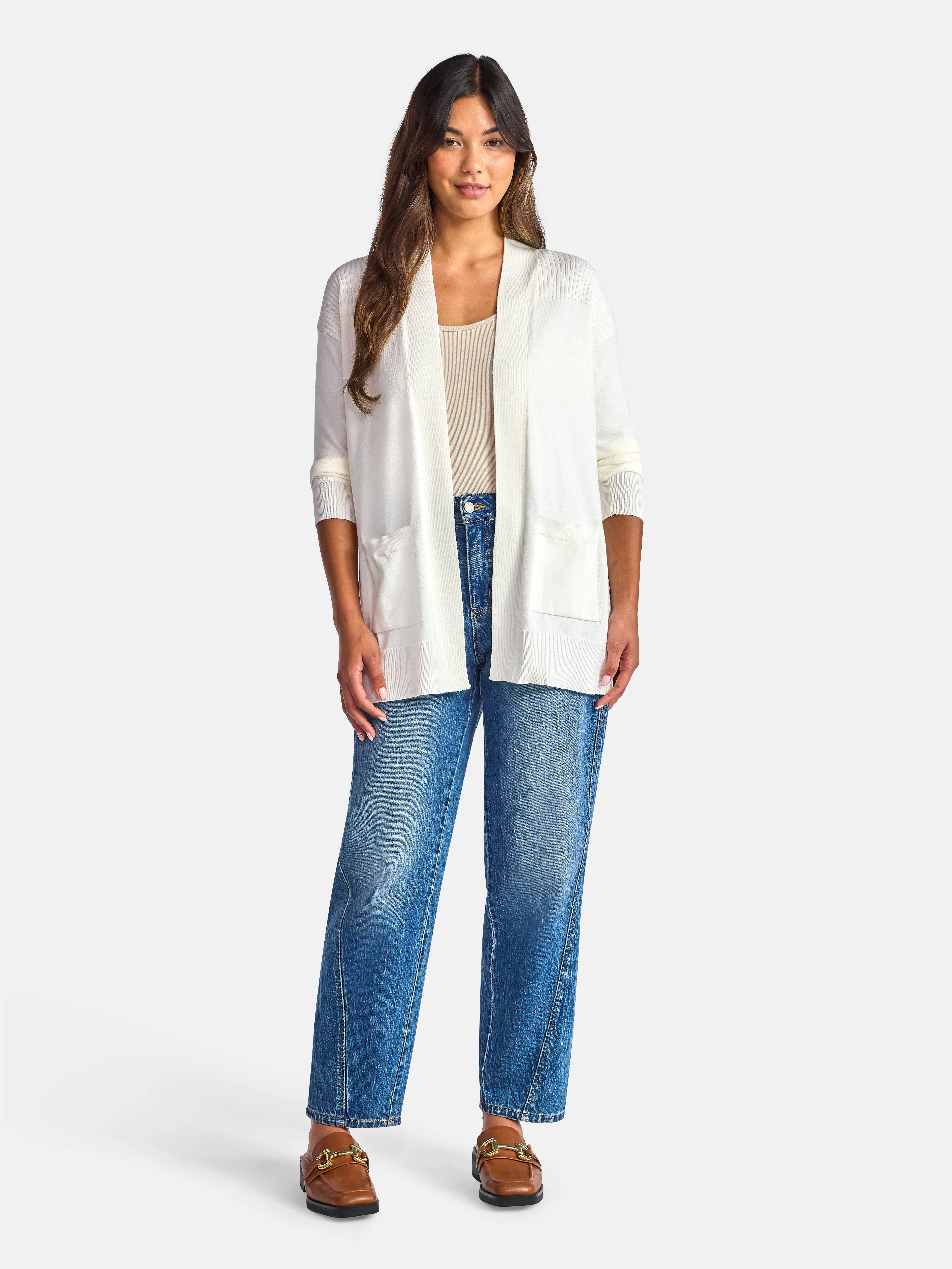 Time and Tru Women's and Women's Plus Open Front Cardigan Sweater, Sizes XS-4X