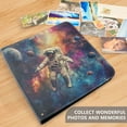 thumbnail image 4 of FORMRS 3 Ring Photo Album 4"x6" Self Adhesive Large Capacity PU Leather Cover, Astronaut in Space Pattern, 4 of 8