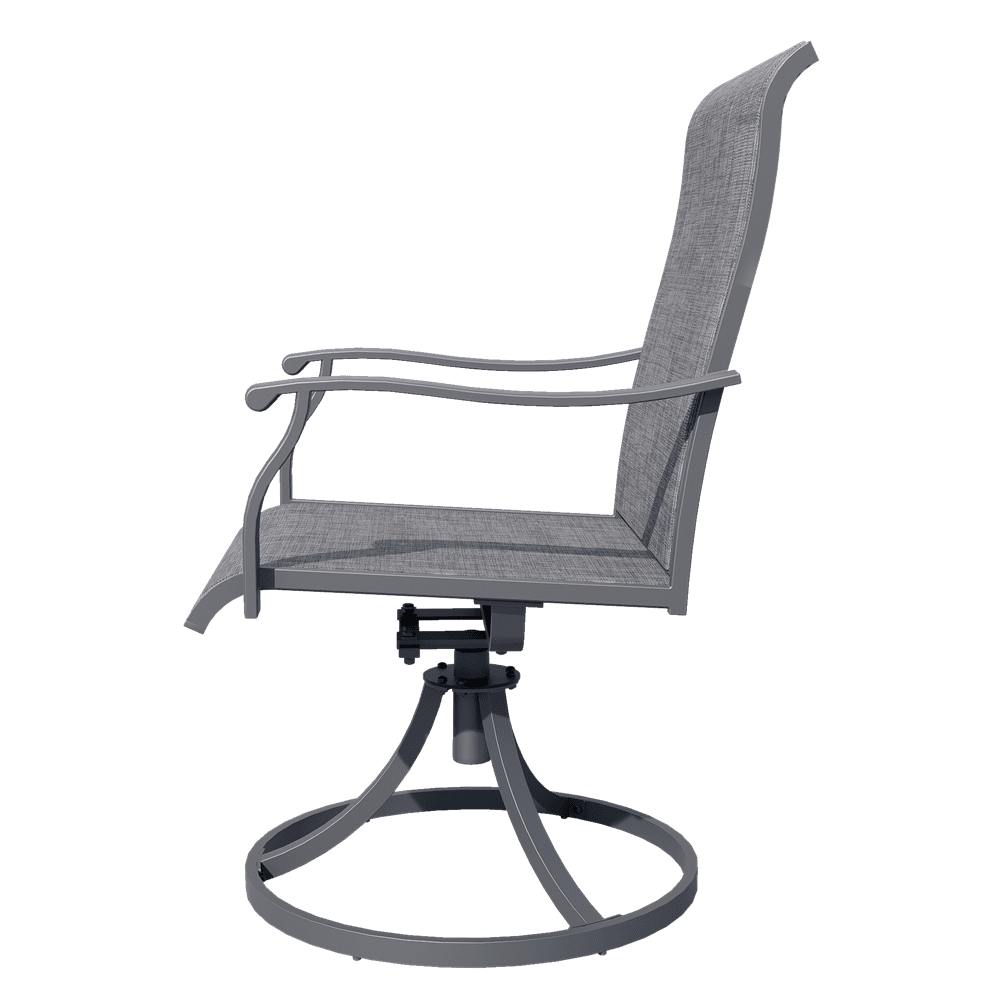 MEOOEM 360° Swivel Outdoor Patio Chairs Set of 2, Grey Textilene Fabric & Metal Frame Patio Swivel Rocker Chairs 450LBS for Outside, Porch, Lawn