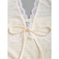 thumbnail image 4 of Apricot Halter Neck Lace Trim Textured A-Line Elegant Midi Dress, 4 of 6