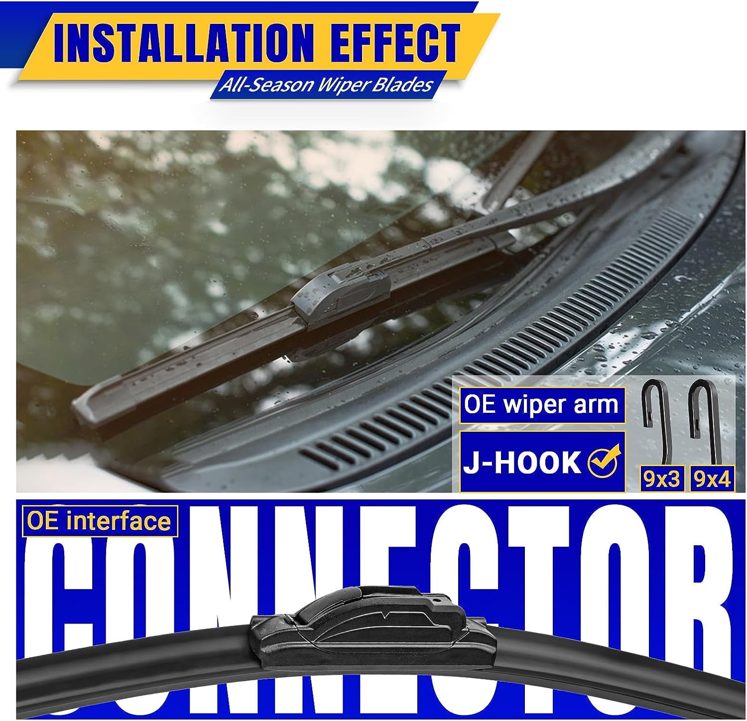 3 wipers Replacement for 2020-2022 2023 2024 Toyota highlander, Windshield Wiper Blades Original Equipment Replacement - 26"/18"/10" (Set of 3) U/J HOOK