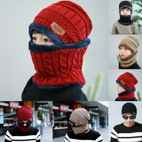 Viworld Winter Beanie Hat Scarf Set Fleece Warm Snow Ski Cap for Kids Boys Gilrs Men
