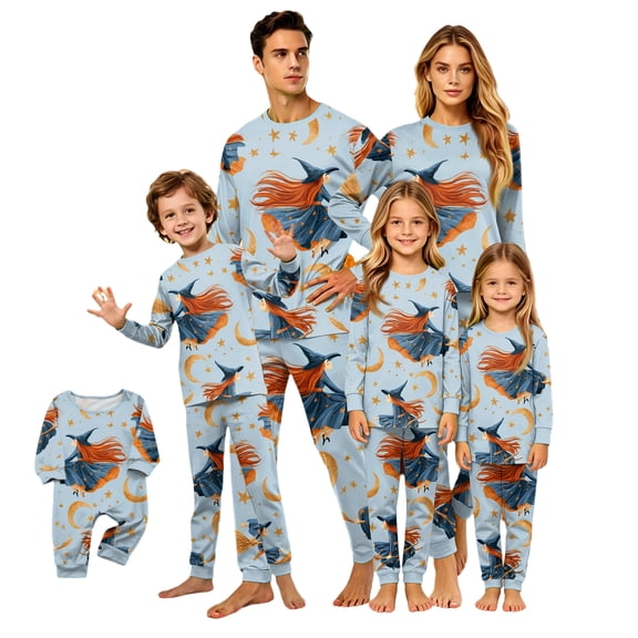 Matching Family Halloween Pajamas Set - 2026 Cute Ghost & Pumpkin Print Two-Piece Sleepwear Pjs - Family Matching Pajamas Soft Holiday Loungewear Halloween Matching Pajamas for Family