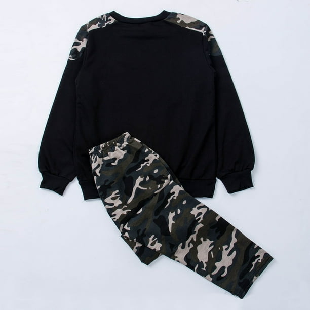2PCS Cool Boy Baby Kids Camouflage Sweatshirt Clothes T-shirt Tops Camo  Leggings Pants Tracksuit Outfits Set 