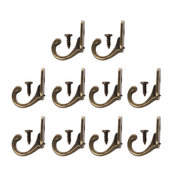 10 PCS Heavy Duty Coat Hooks with Screws Vintage Bronze Wall Hooks Sturdy Decorative Coat Rack for Hanging Hat Towel