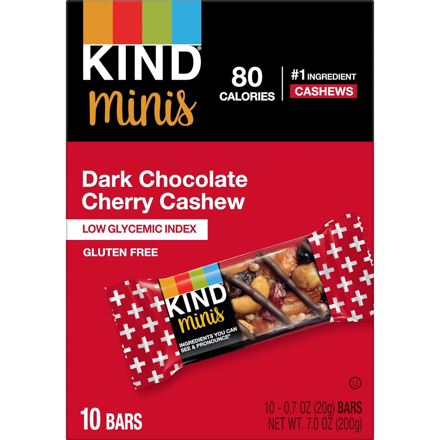 Kind Minis Dark Chocolate Cherry Cashew - 10 Bars Pack of 3